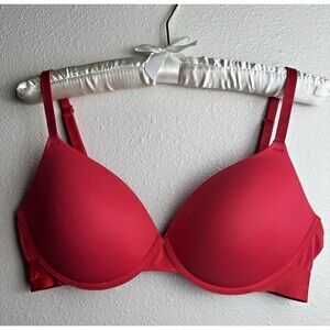 Victoria’s Secret PINK Wear Everywhere T-shirt Bra Red/Pink Lightly Lined Sz 36D
